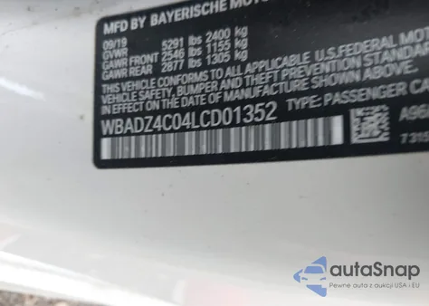 2020 BMW 840I xDrive z USA, uszkodzony, nr VIN WBADZ4C04LCD01352